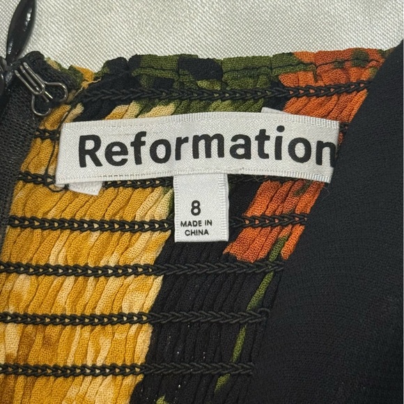 Reformation Nadira Midi Dress Louisa Floral Tie Straps Size 8 Black Vacay Beachy - Picture 13 of 15